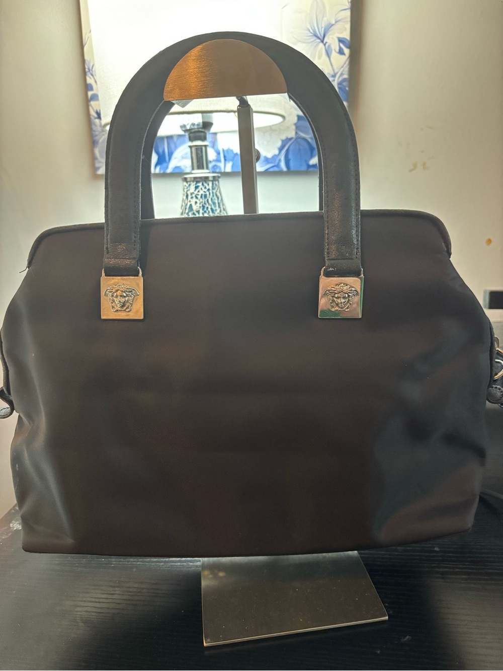 Vintage Archival Gianni Versace 90s Nylon Medusa Satchel Bag w/ Original Card